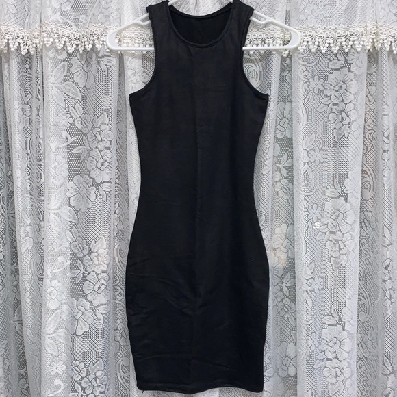 Black Faux Suede Bodycon Dress - Picture 1 of 2